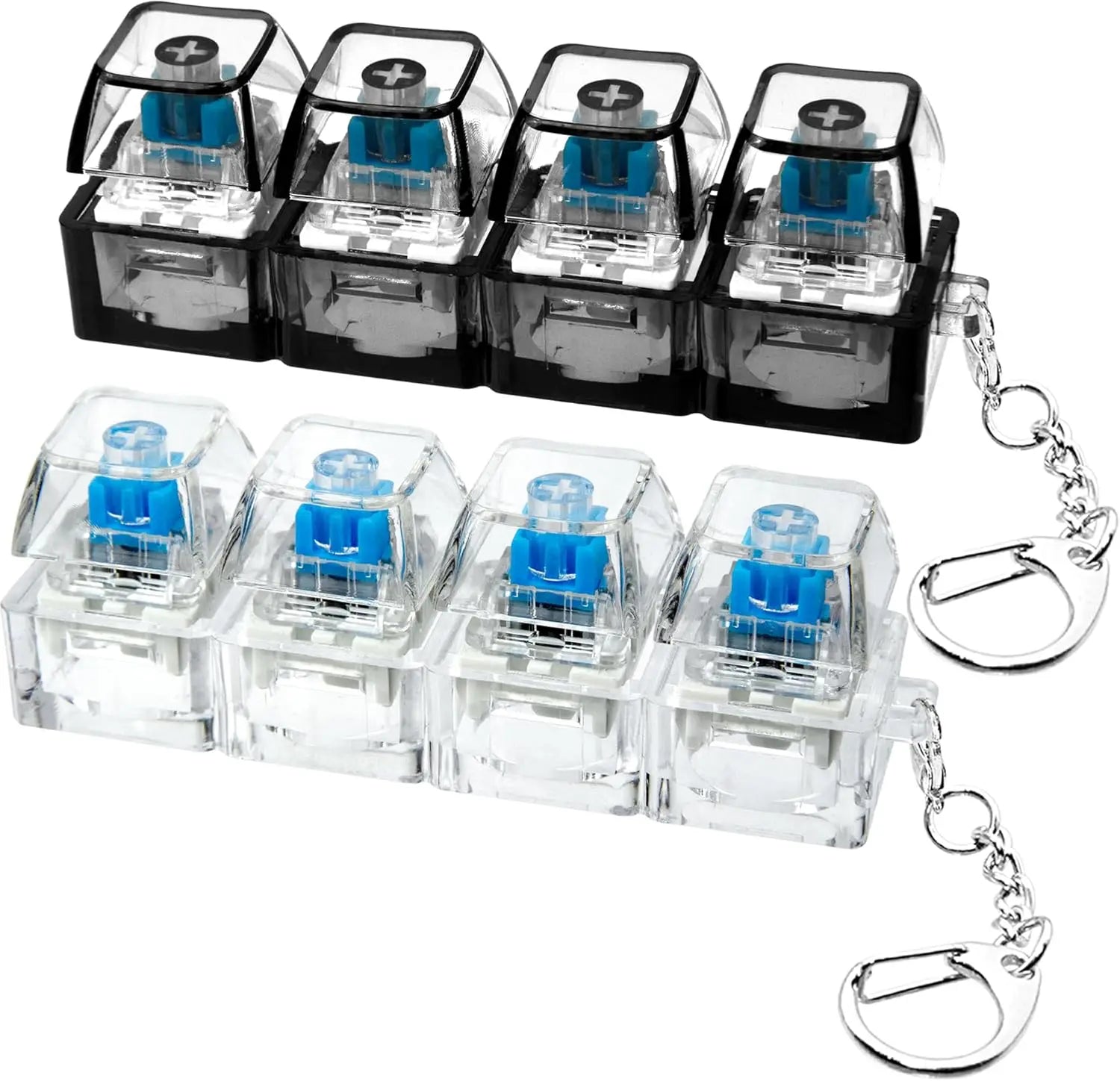 Keyboard Keycap Stress Relief Keychain Mechanical 4 Button Fidget Tool for Adult Kids Office Decompression Gadget Tech Keychain